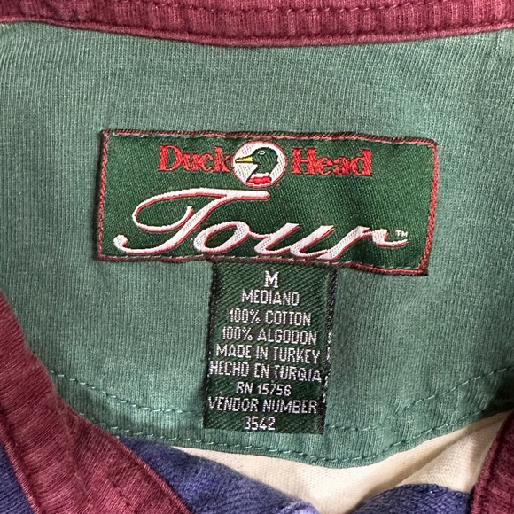 Duck Head Polo Shirt Mens Medium White Blue Plaid Short Sleeve Golf Tour Vintage - Picture 3 of 6